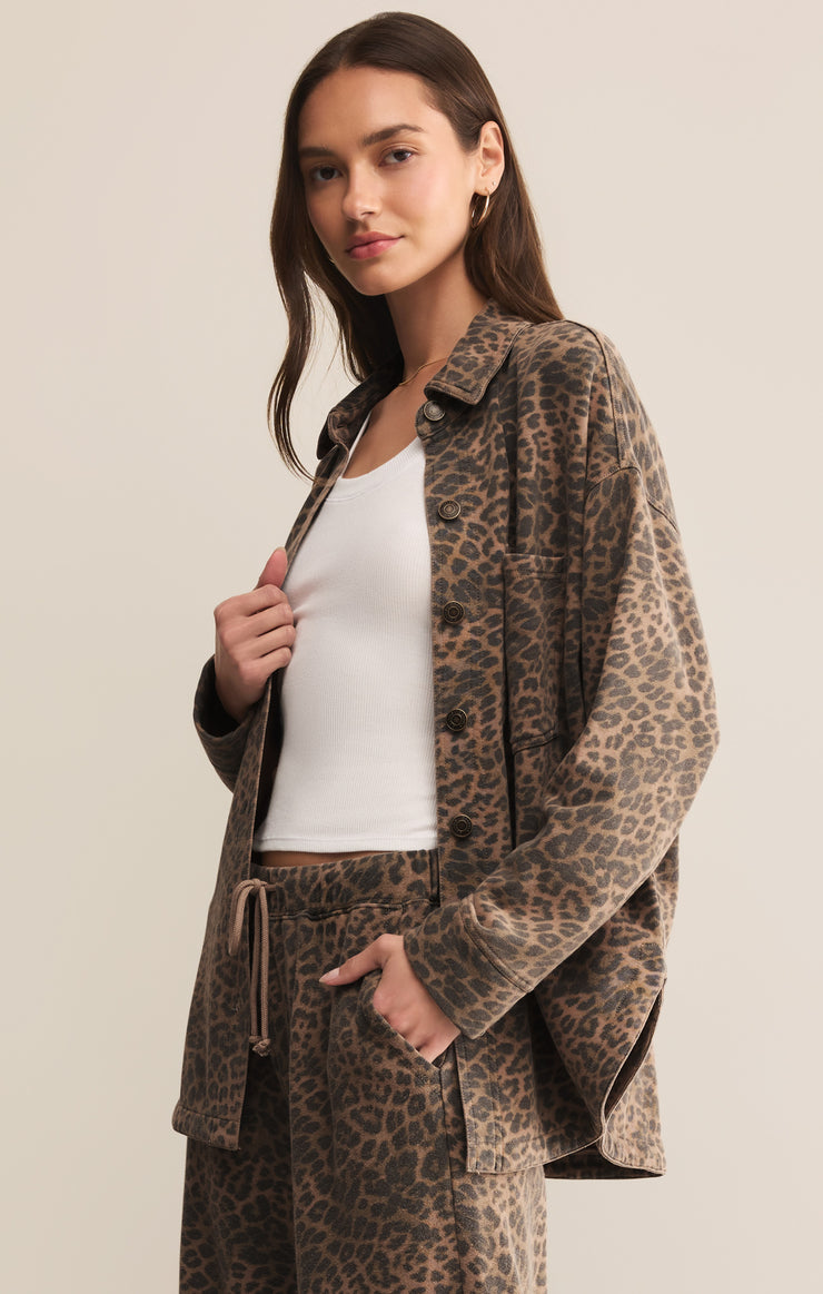 Jackets All Day Knit Leopard Jacket Desert Tan