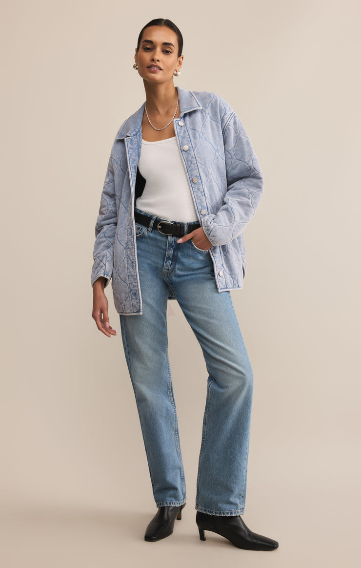 Jackets Boulder Quilted Knit Denim Jacket Washed Indigo