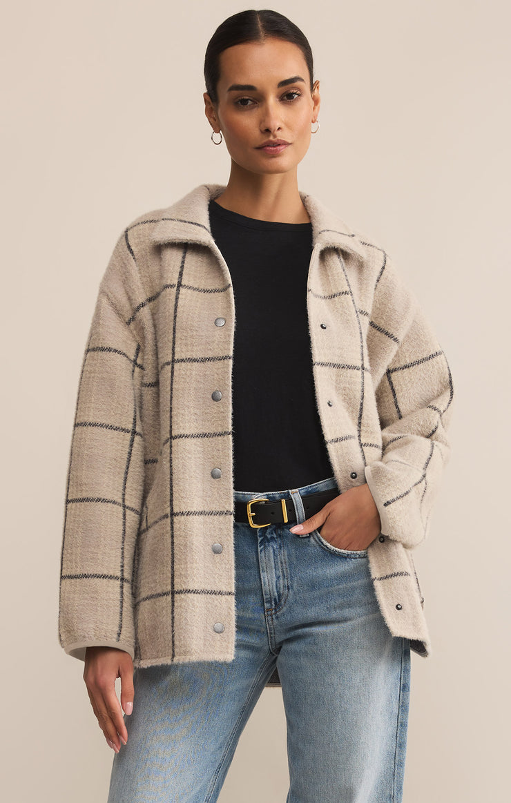 Jackets Bronx Plaid Sweater Knit Jacket Frost