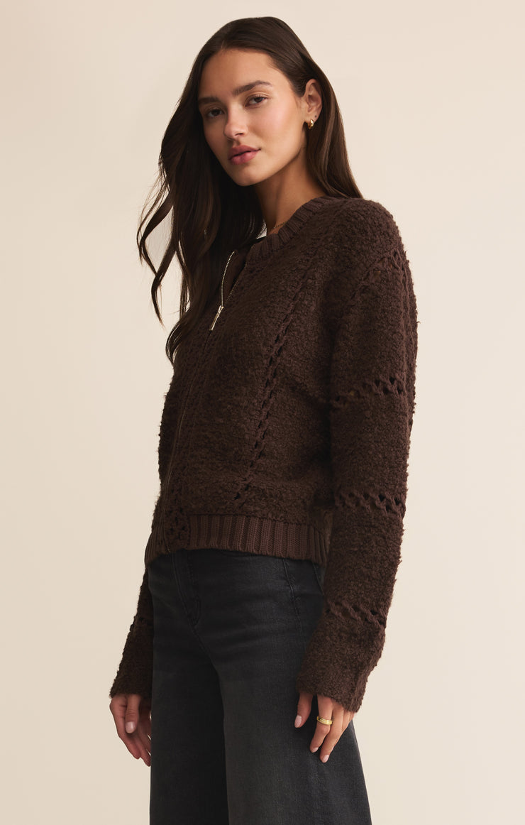 Jackets Sundance Zip-Up Sweater Jacket Chocolate Cherry