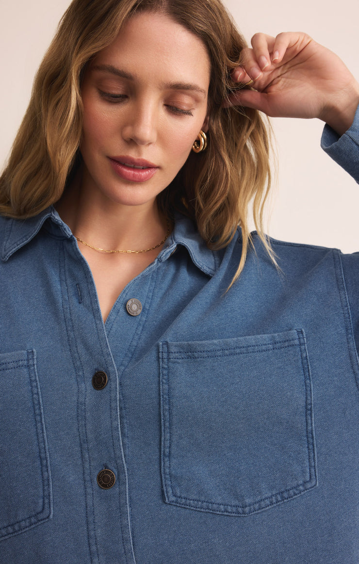 Jackets All Day Knit Denim Jacket Vintage Indigo
