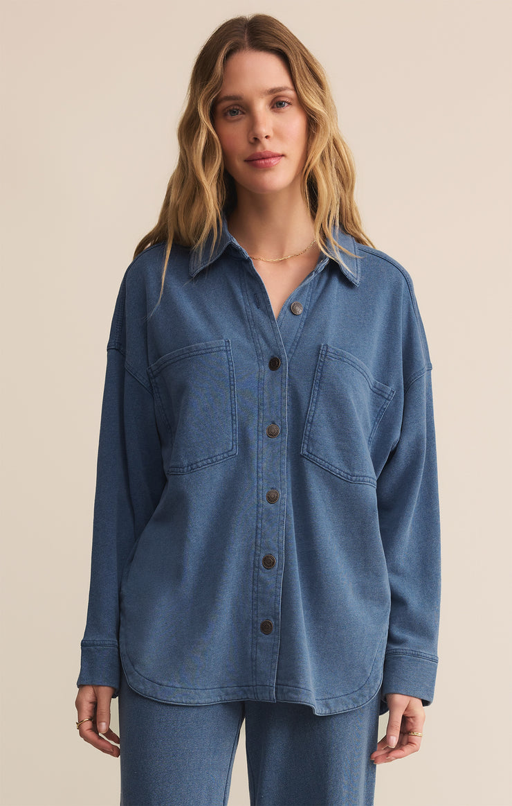 Jackets All Day Knit Denim Jacket Vintage Indigo