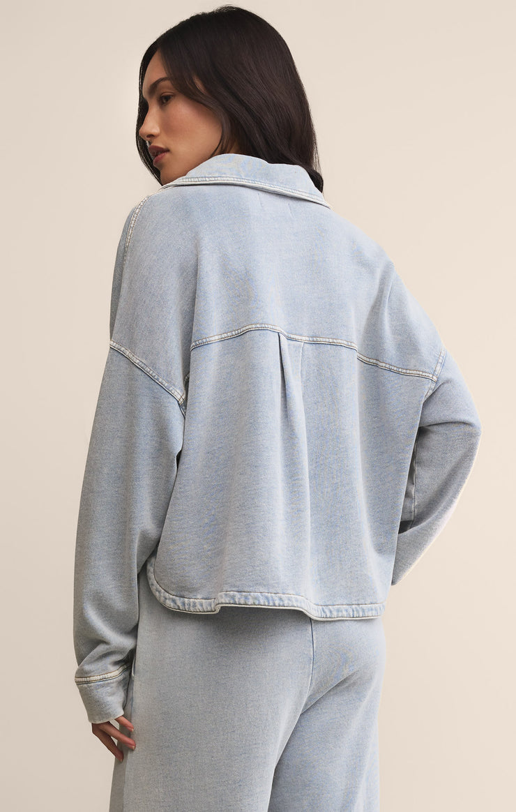 Jackets All Day Cropped Knit Denim Jacket Washed Indigo