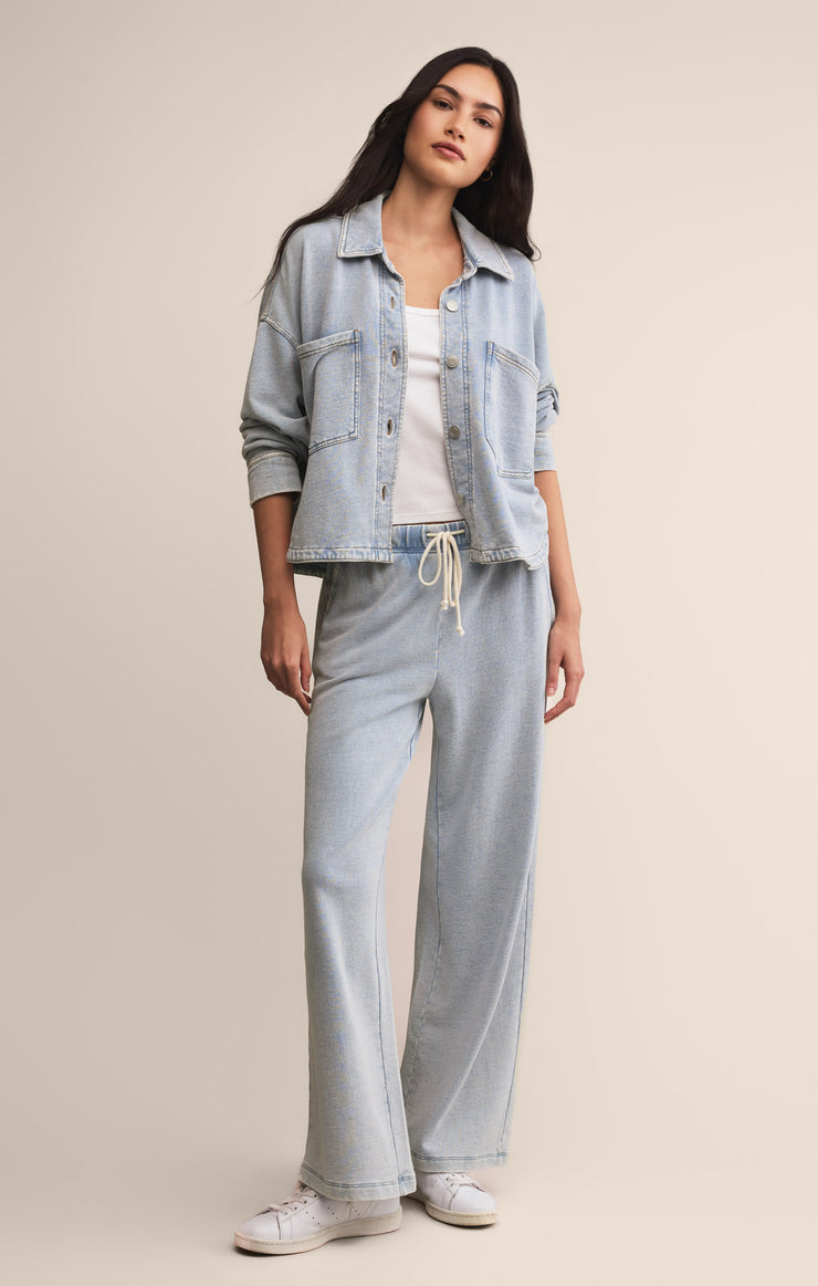 Jackets All Day Cropped Knit Denim Jacket Washed Indigo