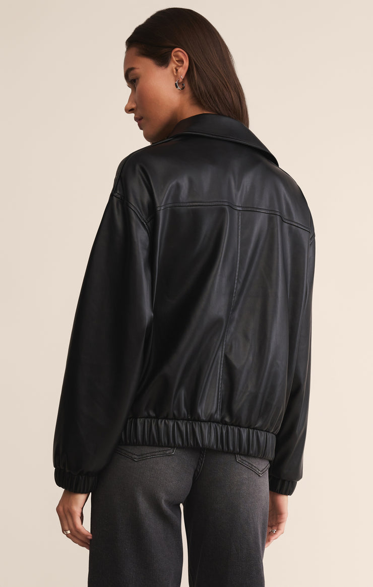 Jackets Idols Faux Leather Bomber Jacket Black