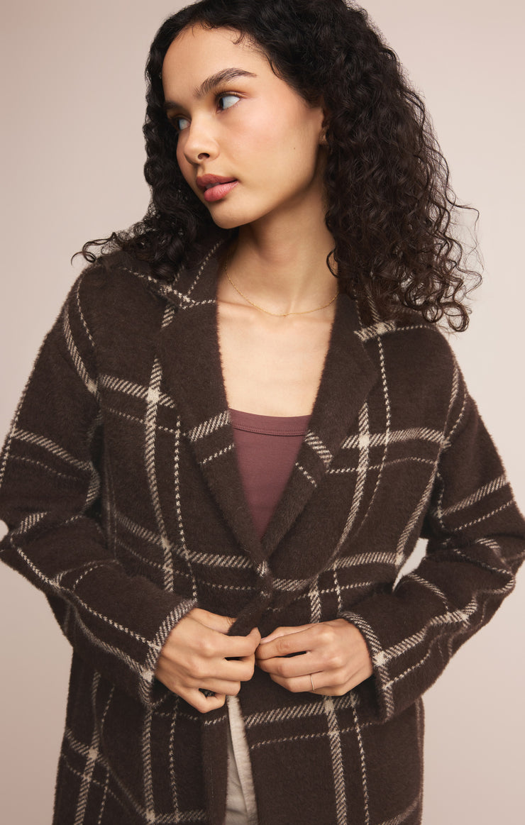 Jackets Mason Knit Plaid Coat Coffee Bean
