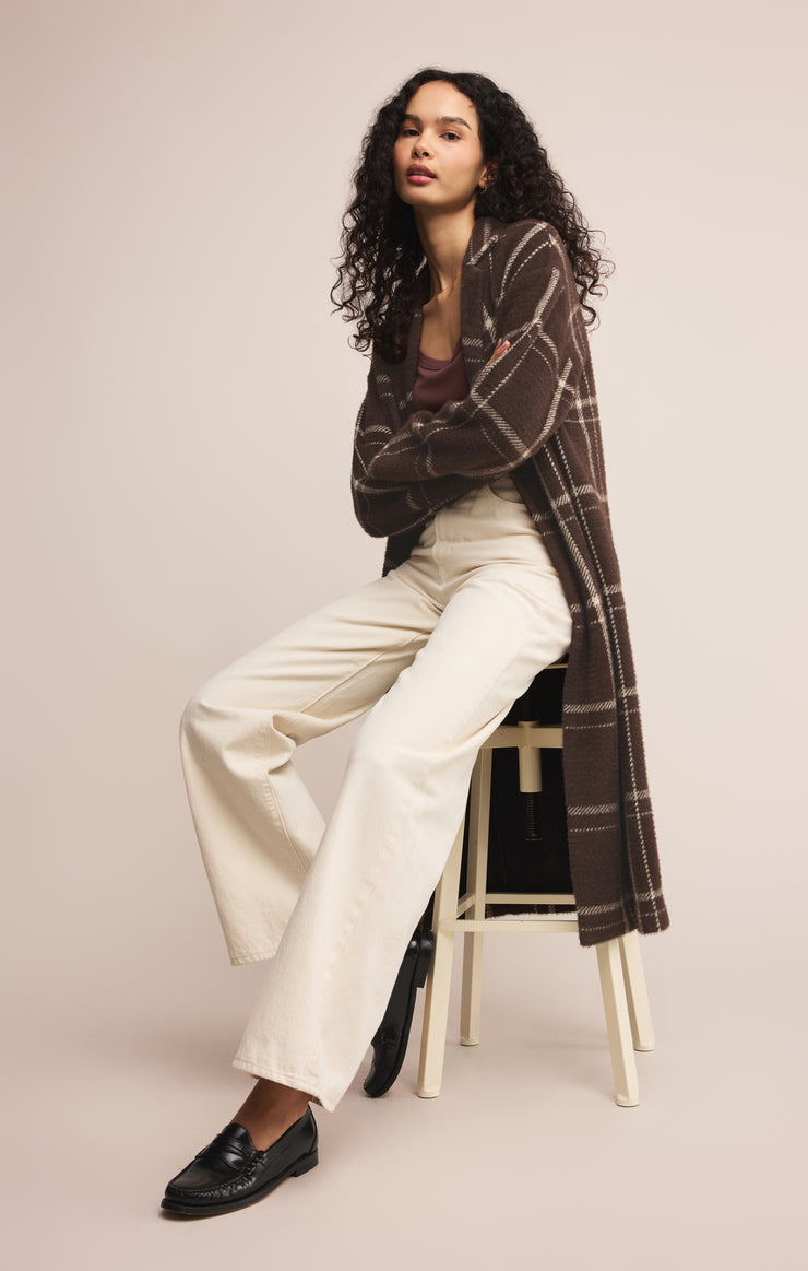 Jackets Mason Knit Plaid Coat Coffee Bean