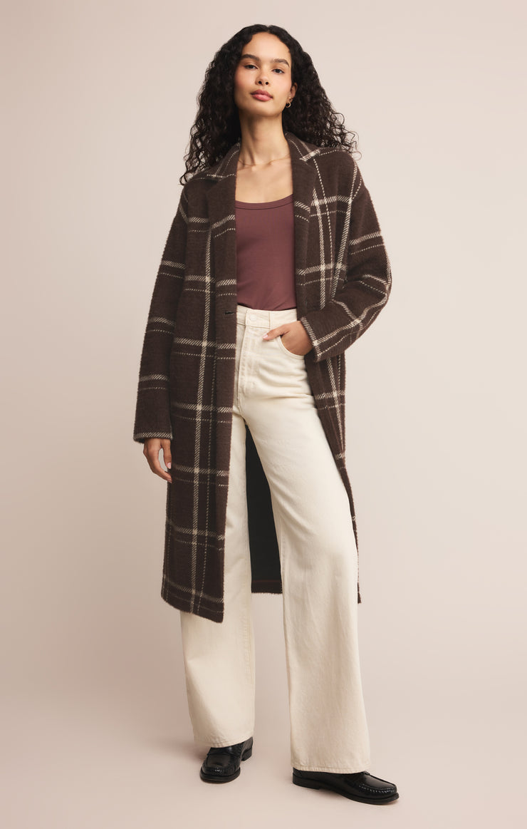 Jackets Mason Knit Plaid Coat Coffee Bean