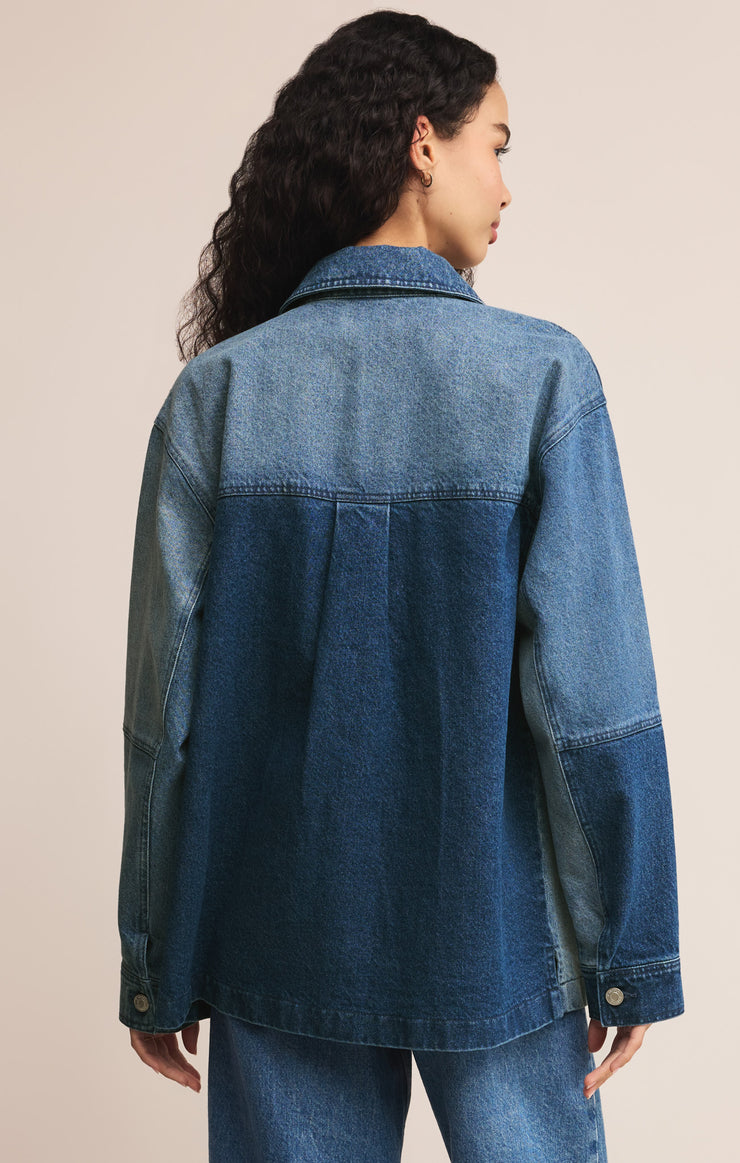 Jackets On The Road Color Block Chore Jacket Mixed Indigo