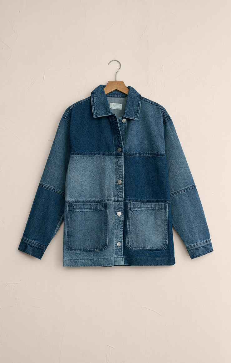 Jackets On The Road Color Block Chore Jacket Mixed Indigo