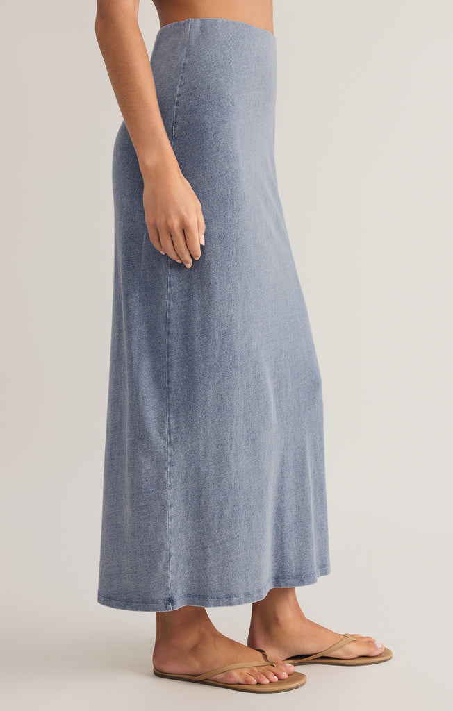 FRONT JEAN EFFECT JERSEY SKIRT, BLACK
