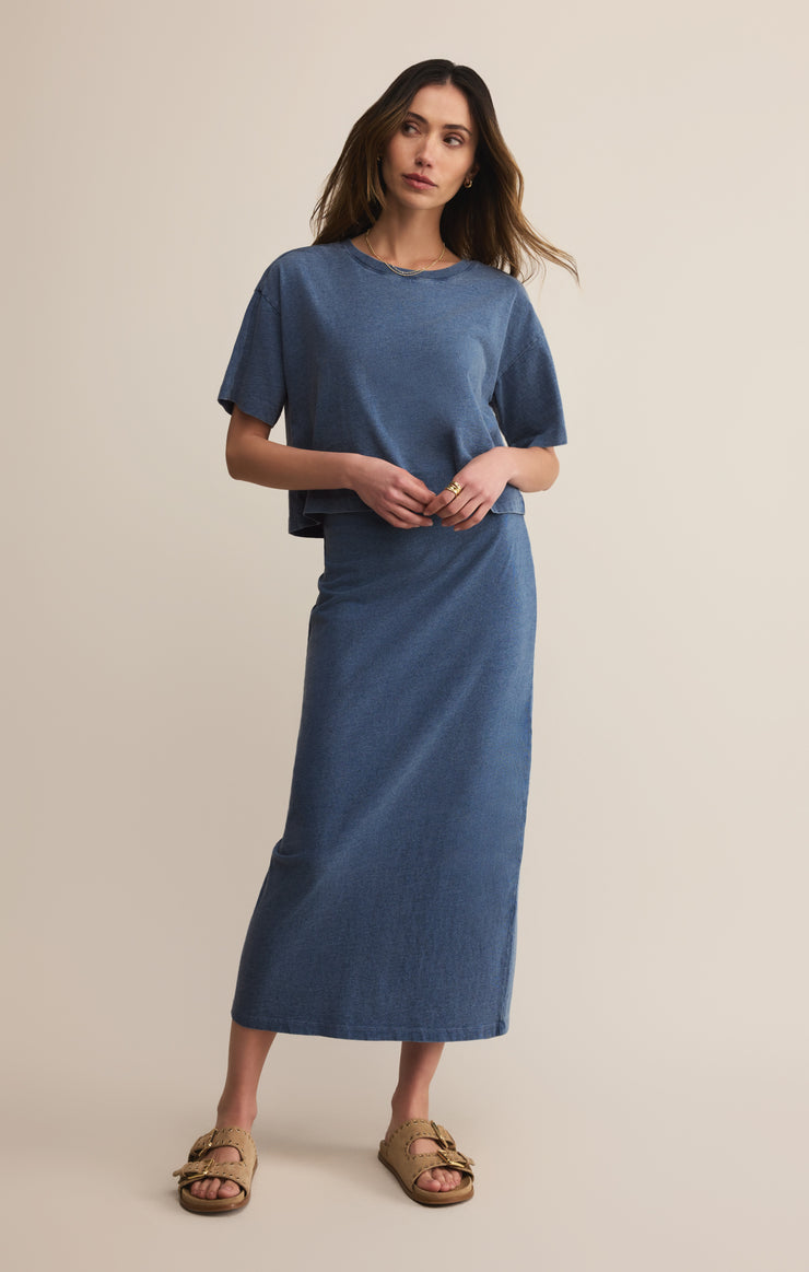 Skirts Gail Jersey Denim Midi Skirt Vintage Indigo