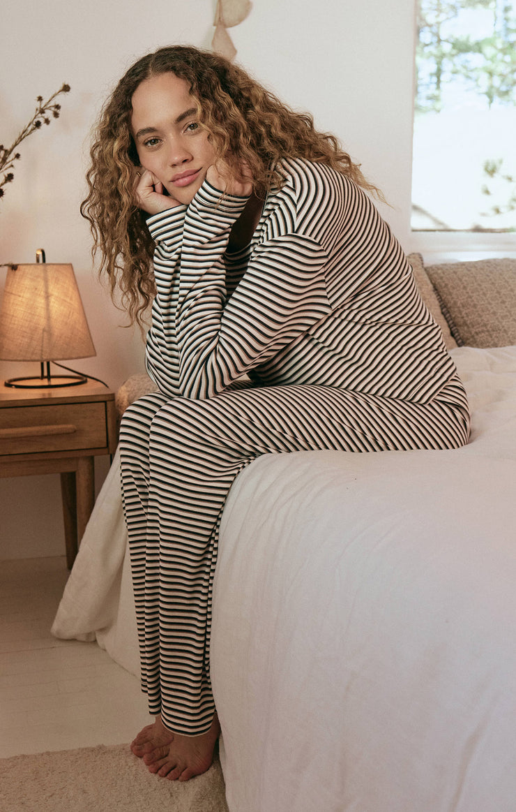 Pants Lounger Stripe Modal Rib Pant Bone