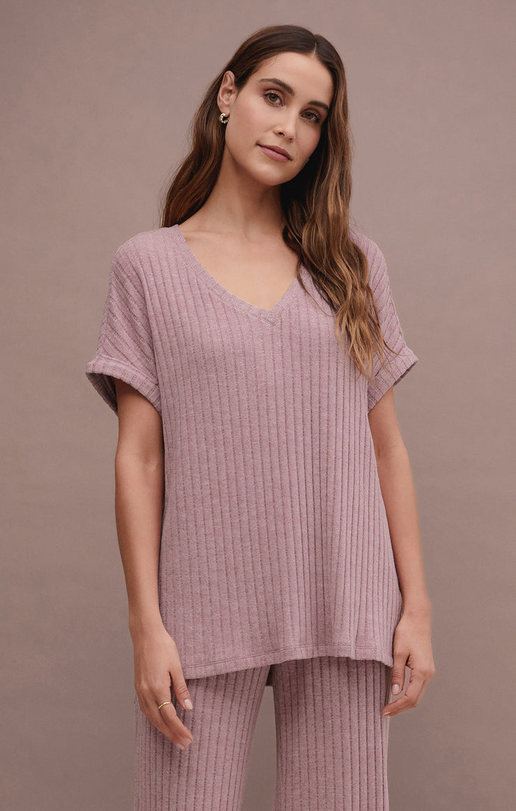 Tops Take It Easy Rib Tunic Violet Heather