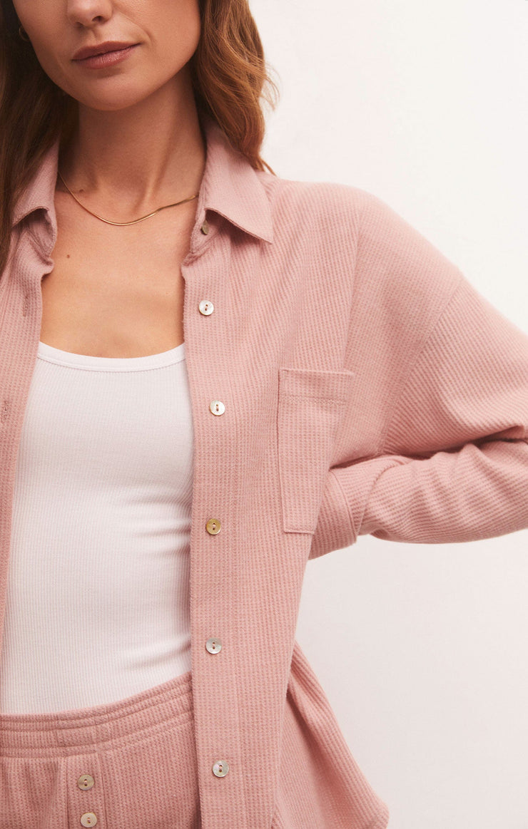 Tops Cozy Days Thermal Shirt Dusty Blush
