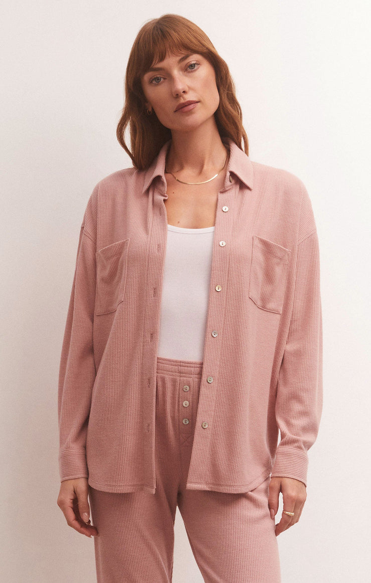 Tops Cozy Days Thermal Shirt Dusty Blush