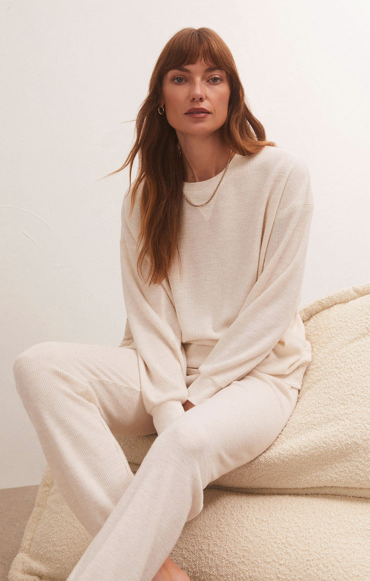 Tops Cozy Days Thermal Sweatshirt Light Oatmeal