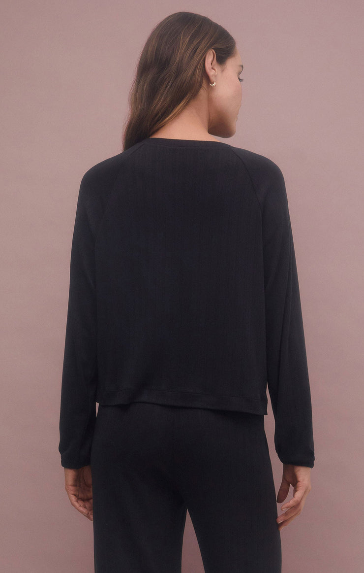 Tops Gemma Pointelle Long Sleeve Top Black