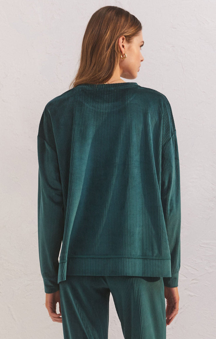 Tops Night In Velour LS Top Rich Pine