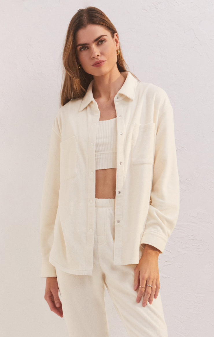 Tops Cool Nights Fleece Shirt Bone