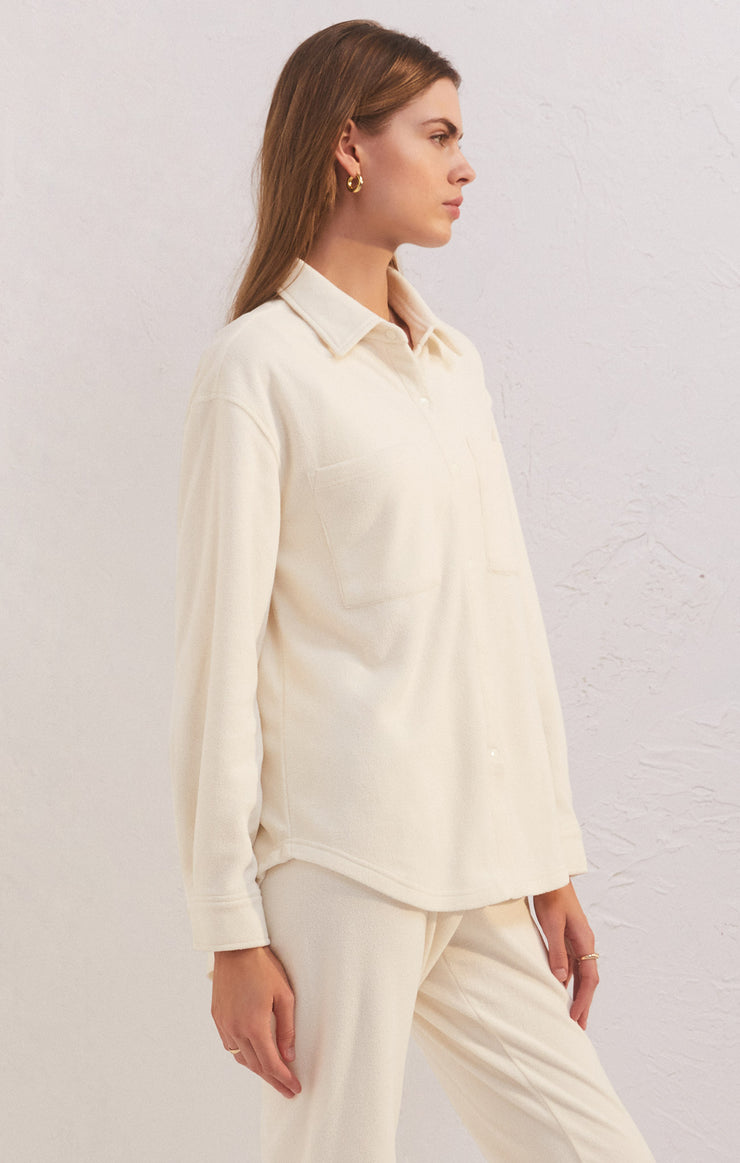 Tops Cool Nights Fleece Shirt Bone