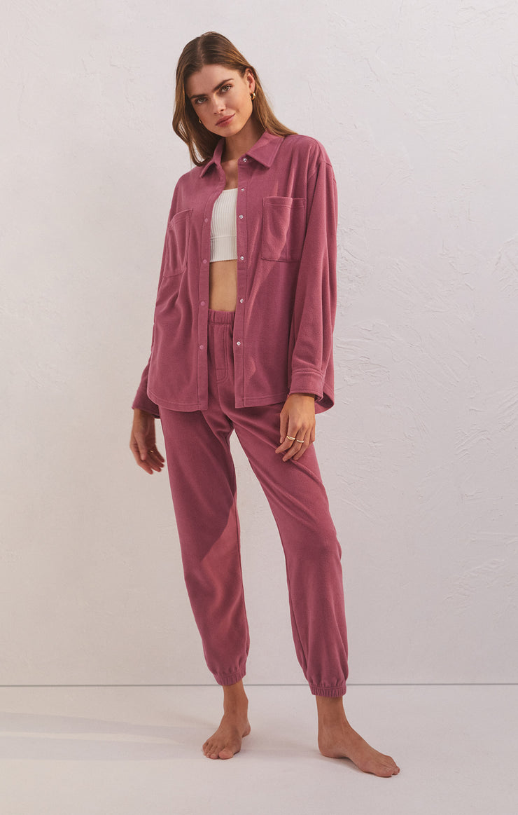 Tops Cool Nights Fleece Shirt Pink Aura