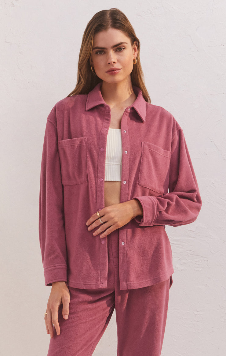 Tops Cool Nights Fleece Shirt Pink Aura