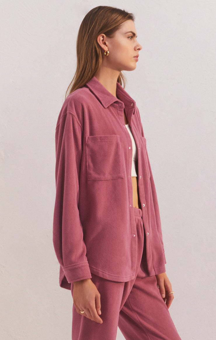 Tops Cool Nights Fleece Shirt Pink Aura