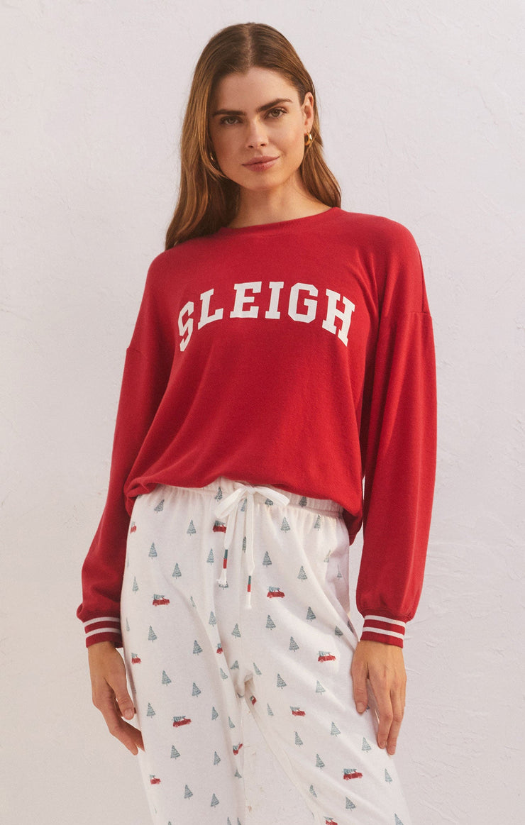 Tops Sleigh Long Sleeve Top Red Cheer