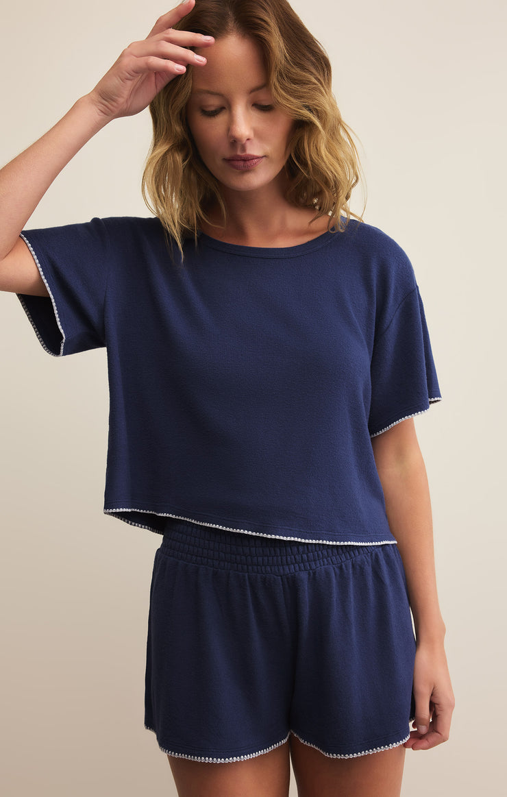 Tops Seas The Day Stitch Top Yacht Blue