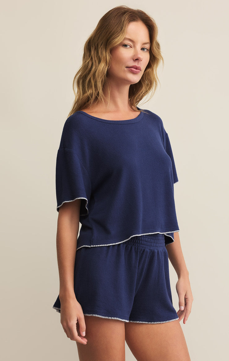 Tops Seas The Day Stitch Top Yacht Blue