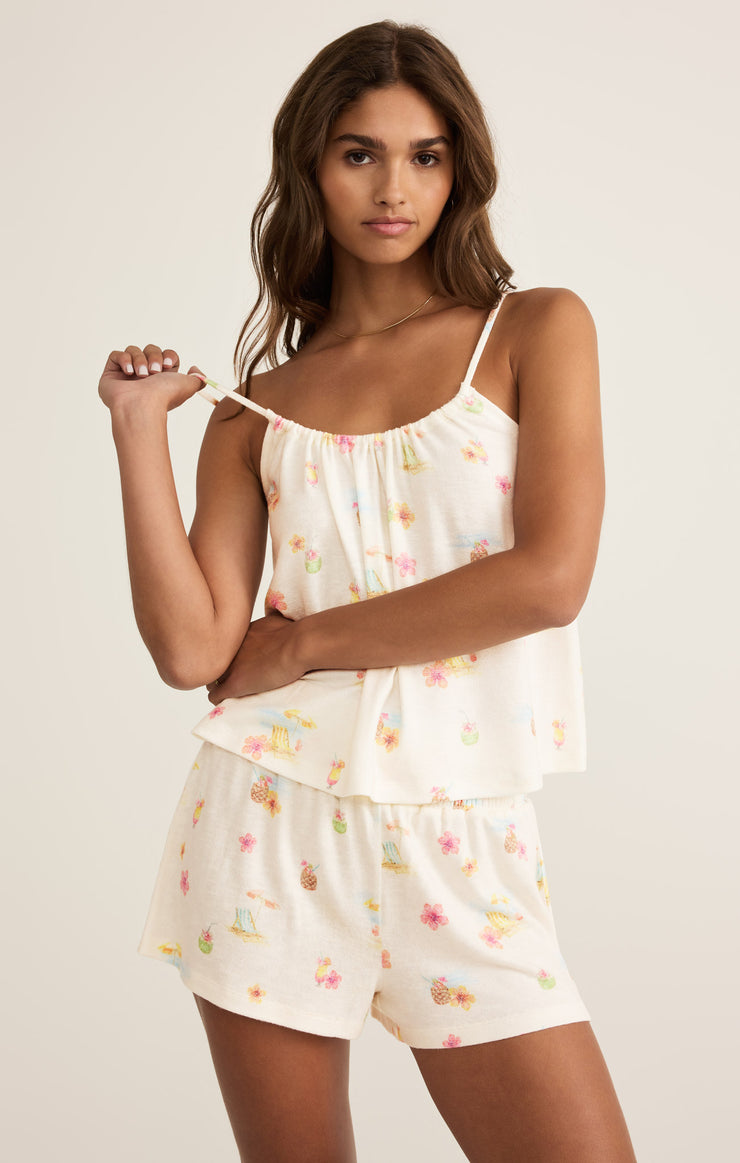 Tops Vacation Time Cami White Shell