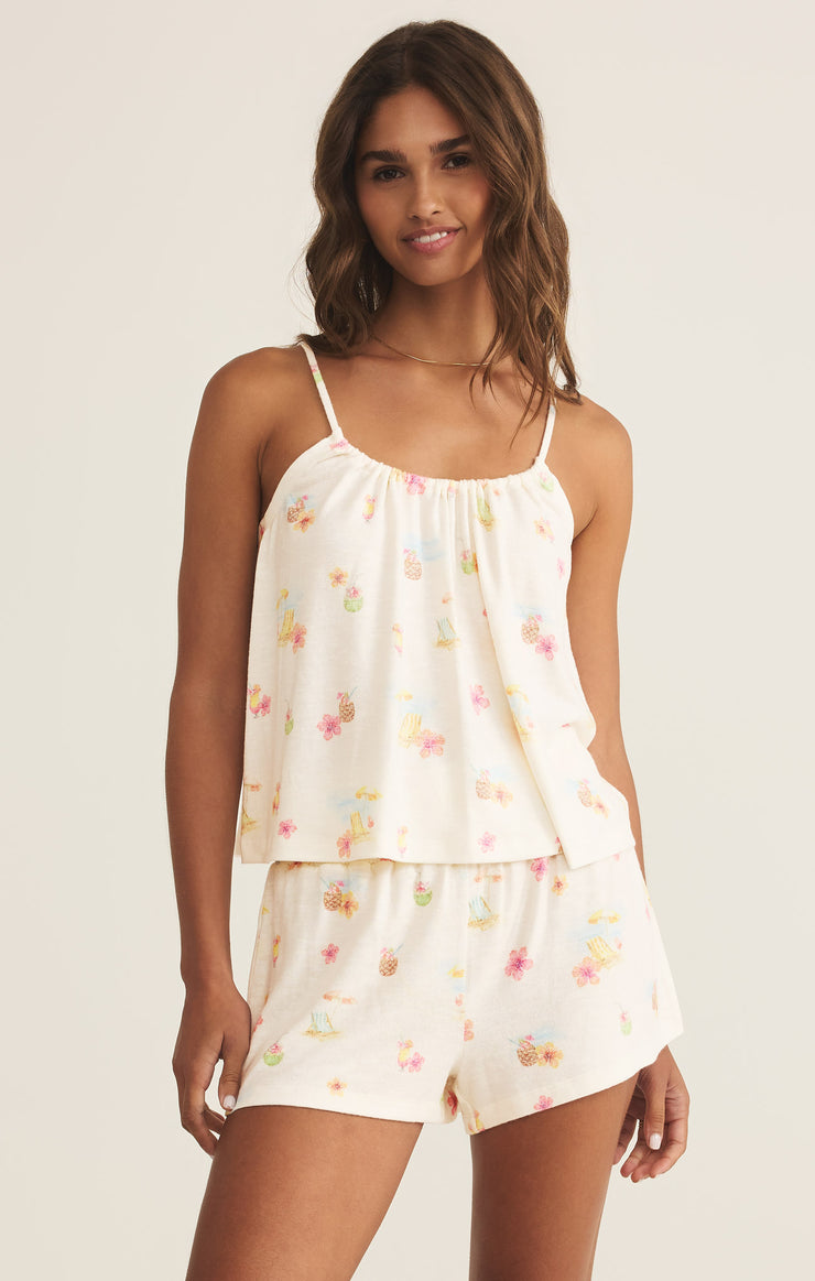 Tops Vacation Time Cami White Shell