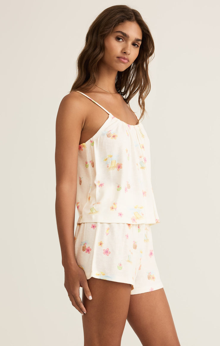 Tops Vacation Time Cami White Shell