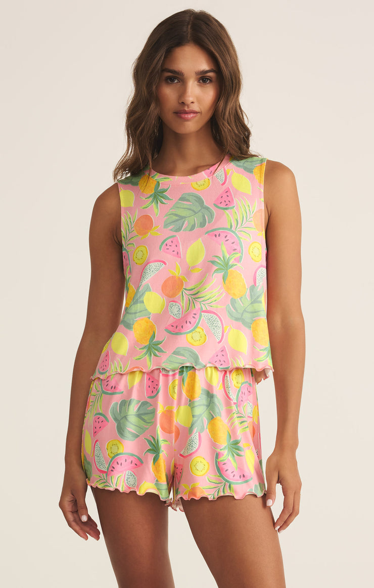 Tops Sloane Silky Jersey Fruit Tank Pink Peony