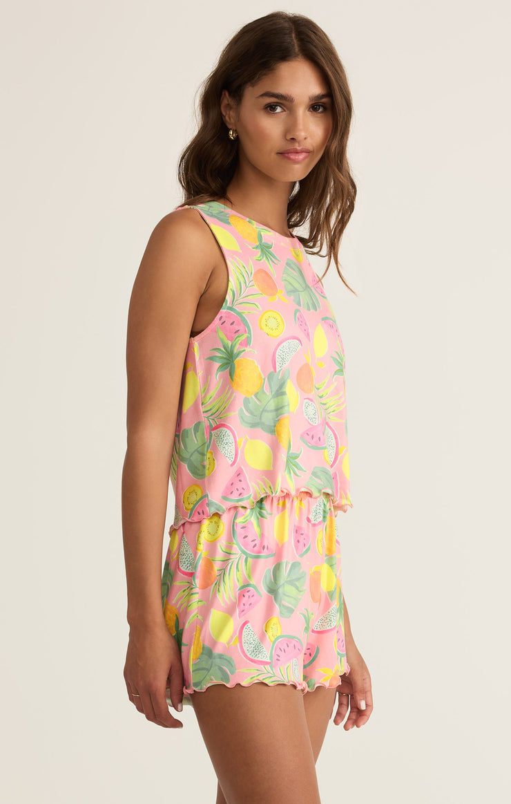 Tops Sloane Silky Jersey Fruit Tank Pink Peony