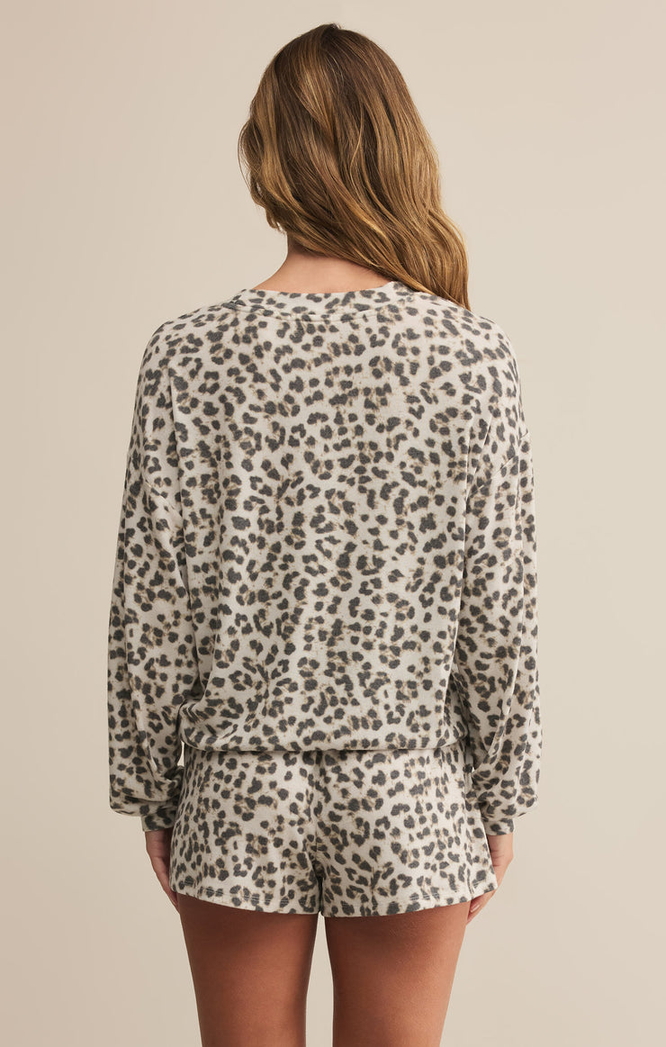 Tops Luxe Leopard Long Sleeve Top Champagne