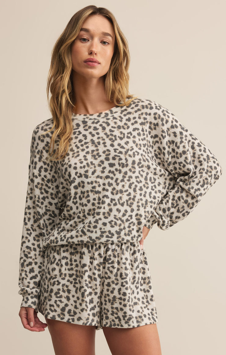 Tops Luxe Leopard Long Sleeve Top Champagne