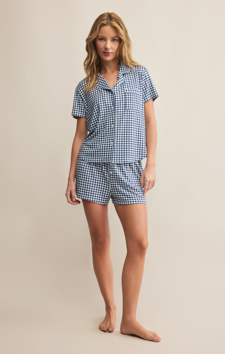 Tops Amy Gingham Top Yacht Blue
