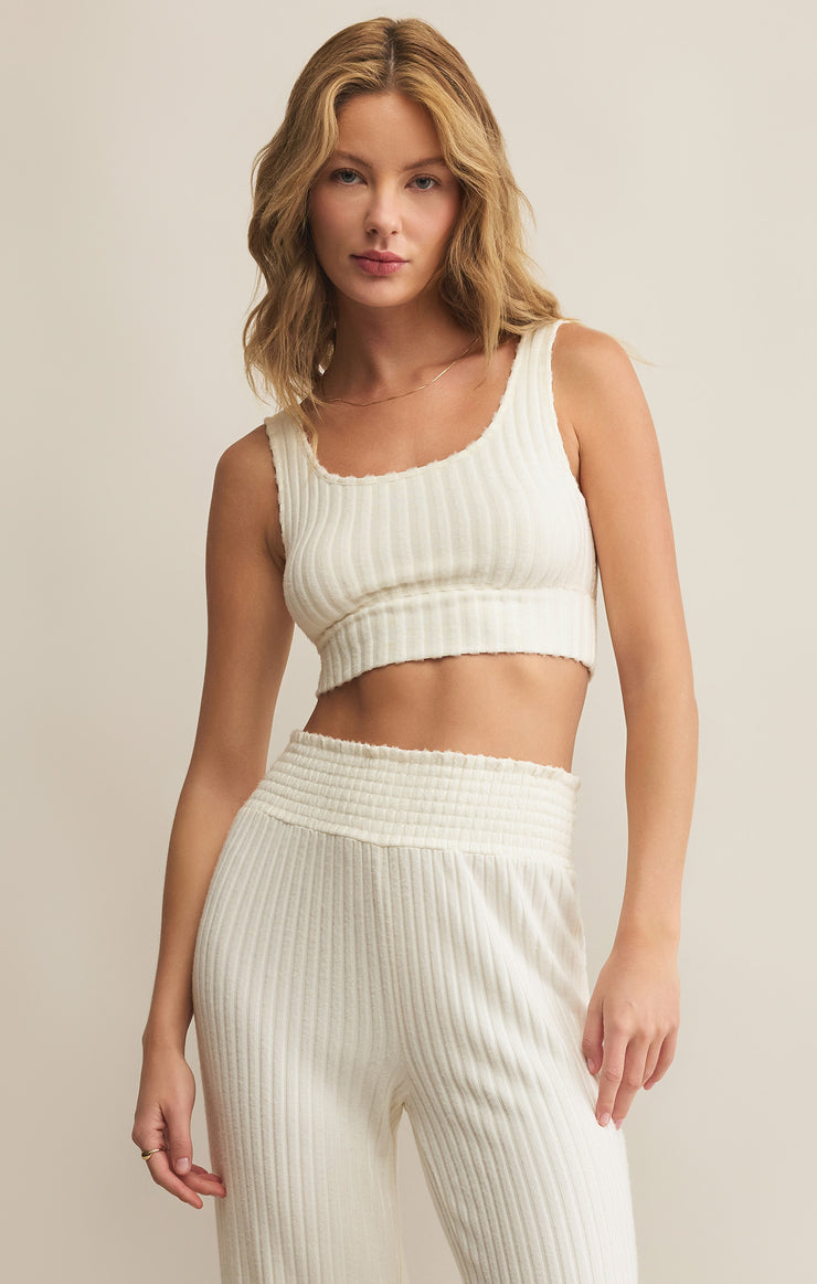 Tops Zoe Silky Rib Tank Bra Bone
