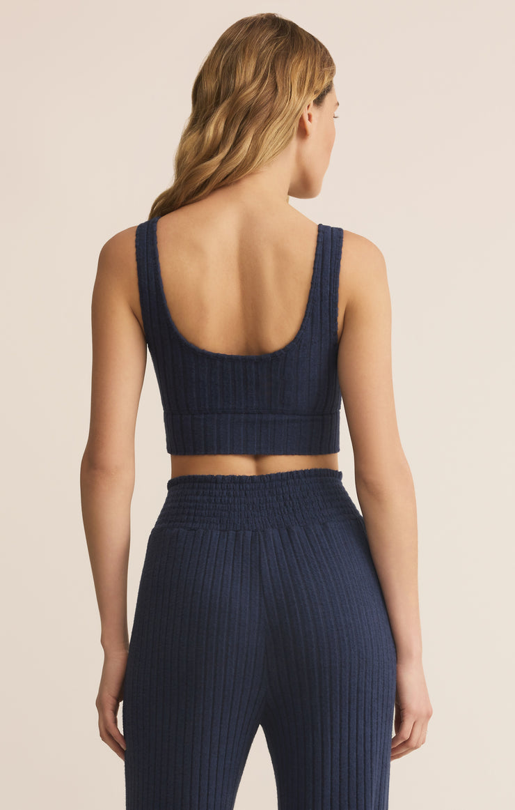 Tops Zoe Silky Rib Tank Bra Blue Sapphire