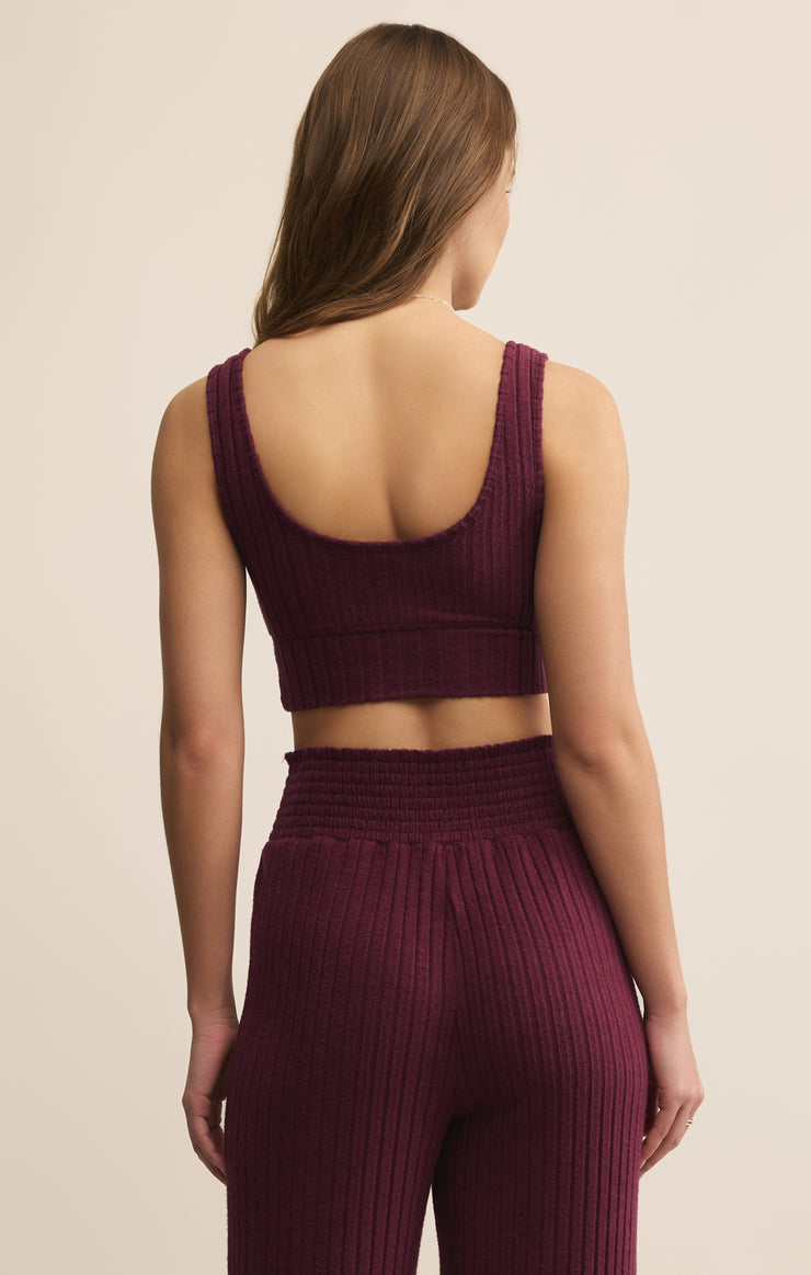 Tops Zoe Silky Rib Tank Bra Merlot
