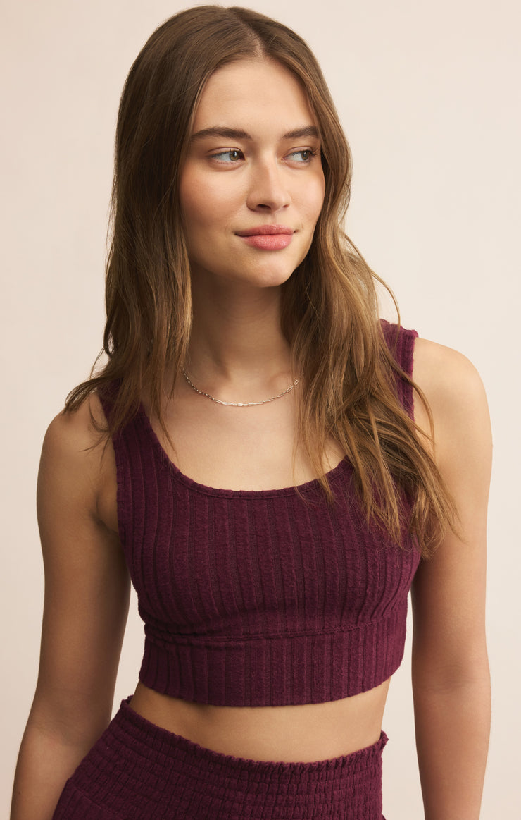 Tops Zoe Silky Rib Tank Bra Merlot
