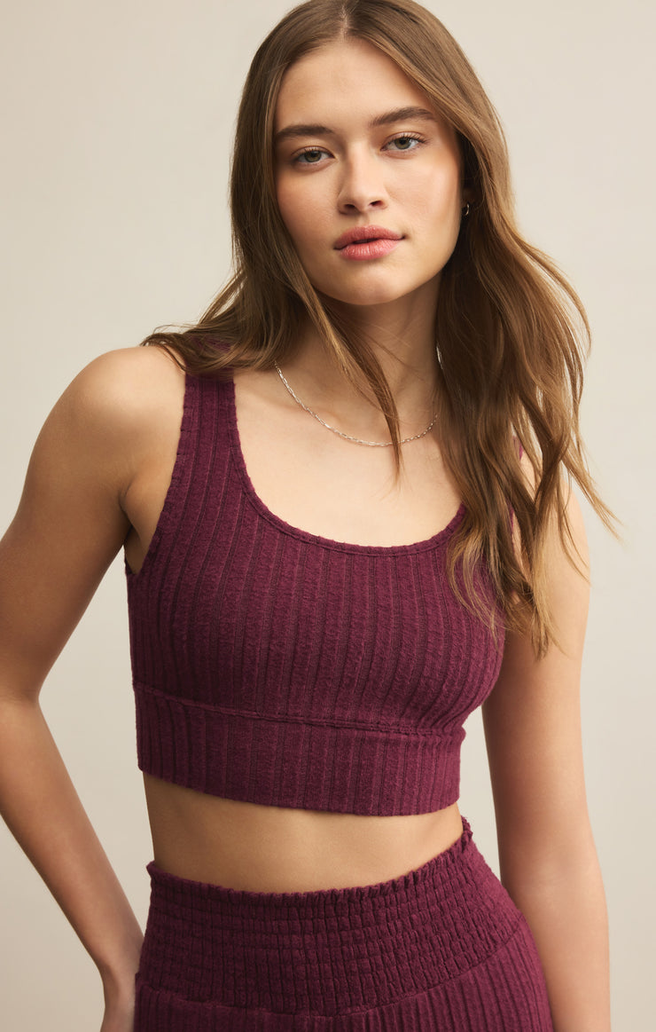 Tops Zoe Silky Rib Tank Bra Merlot