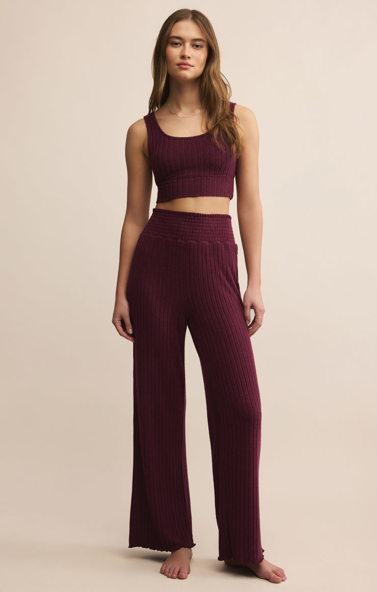 Tops Zoe Silky Rib Tank Bra Merlot