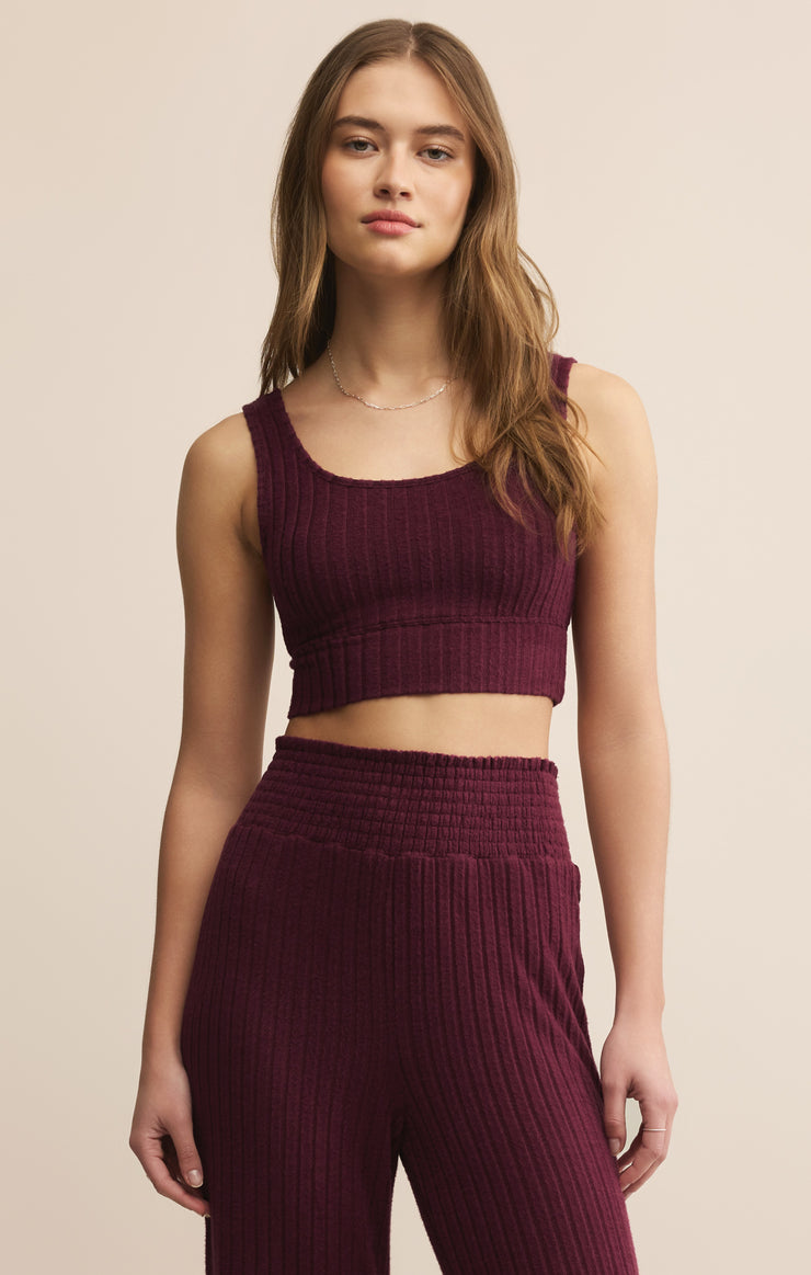 Tops Zoe Silky Rib Tank Bra Merlot