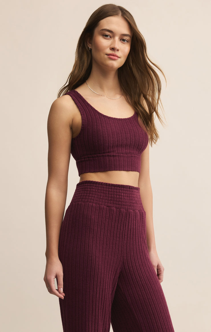 Tops Zoe Silky Rib Tank Bra Merlot