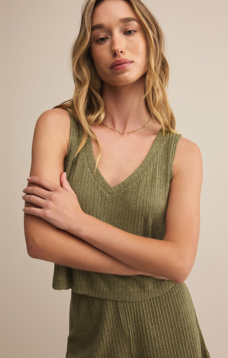 Tops Sloane V-Neck Rib Tank Fern