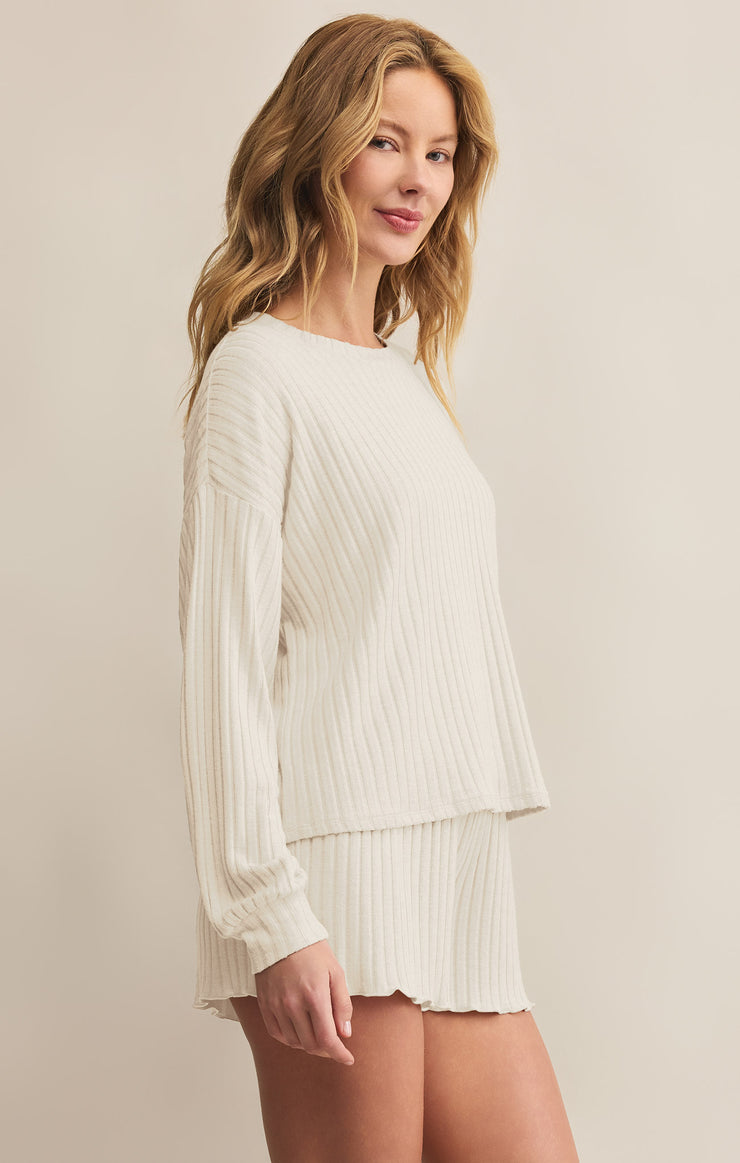 Tops Daydream Rib Long Sleeve Top Bone