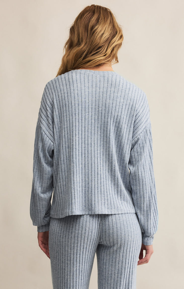 Tops Daydream Rib Long Sleeve Top Light Denim